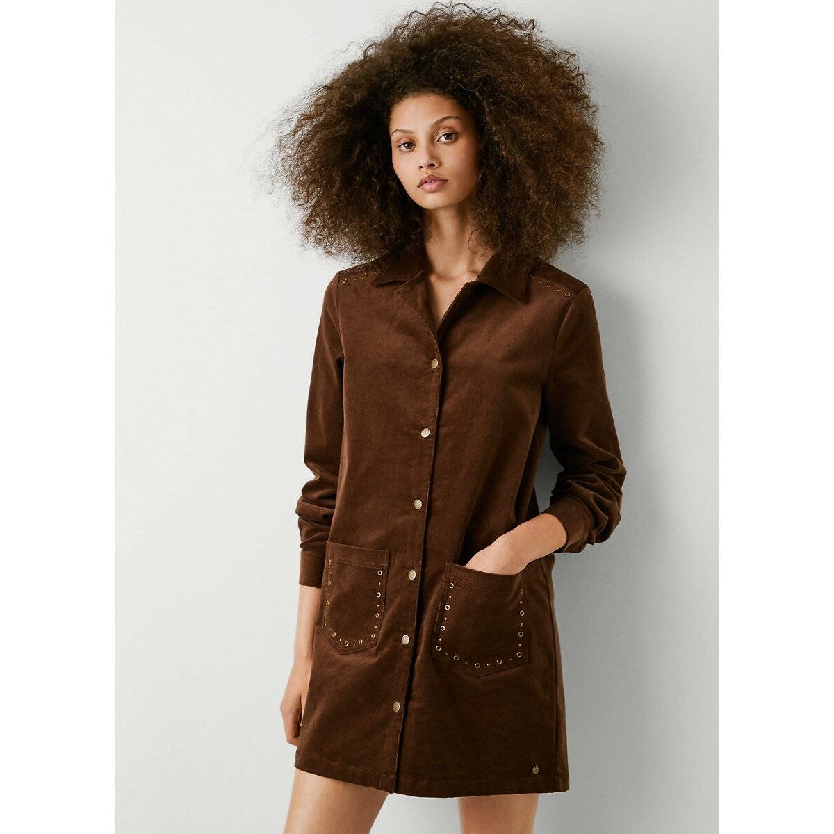 Noelia Velour Dress brown, PEPE JEANS