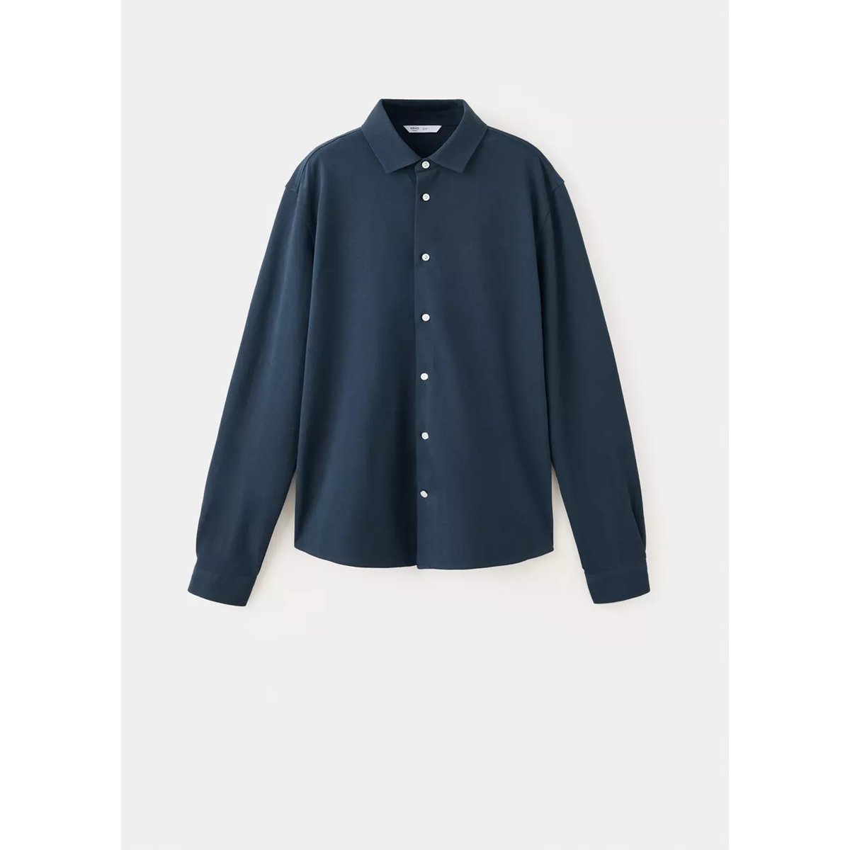 Polo en coton à manches longues avec boutons bleu marine, MANGO TEEN