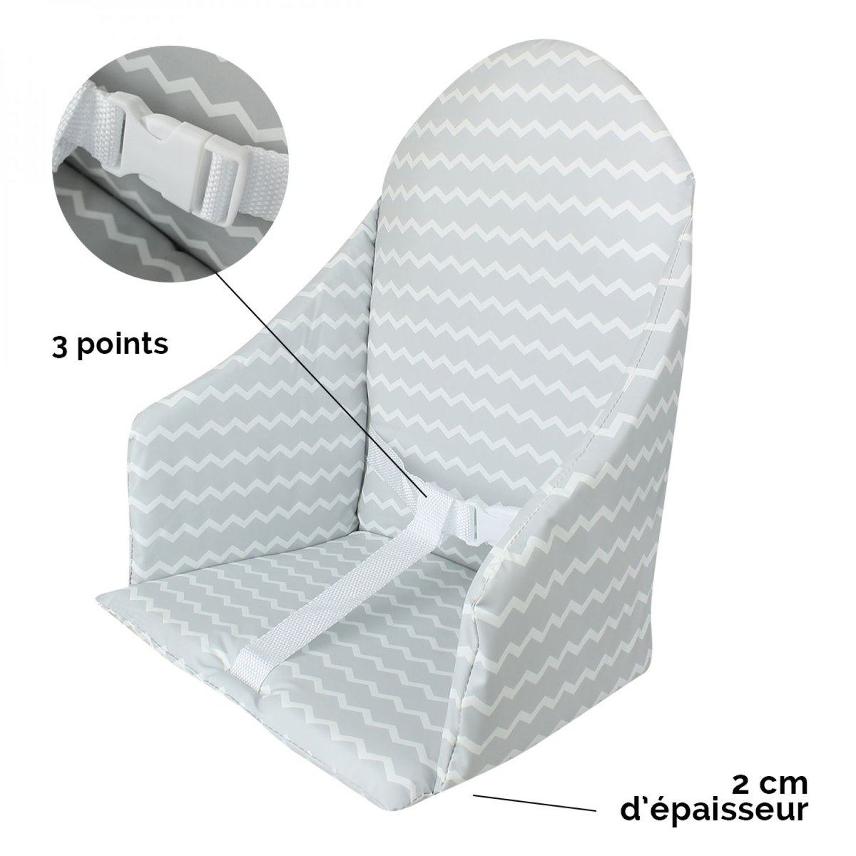 Coussin d'assise pour chaise haute gris clair, MONSIEUR BEBE