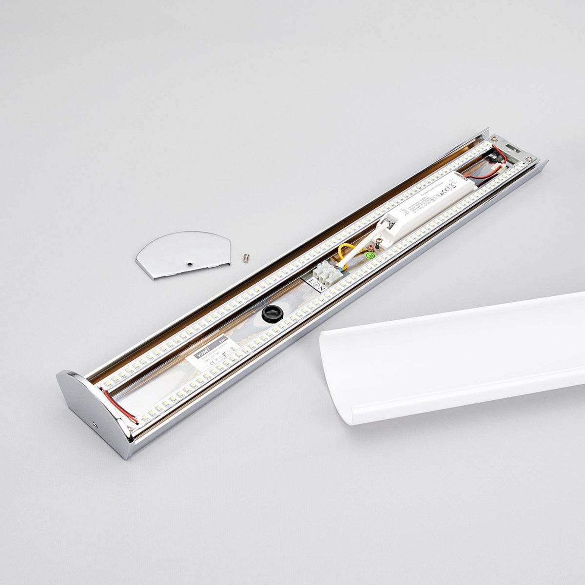 Applique en métal moderneLED, Elanur blanc satiné, chrome, LINDBY
