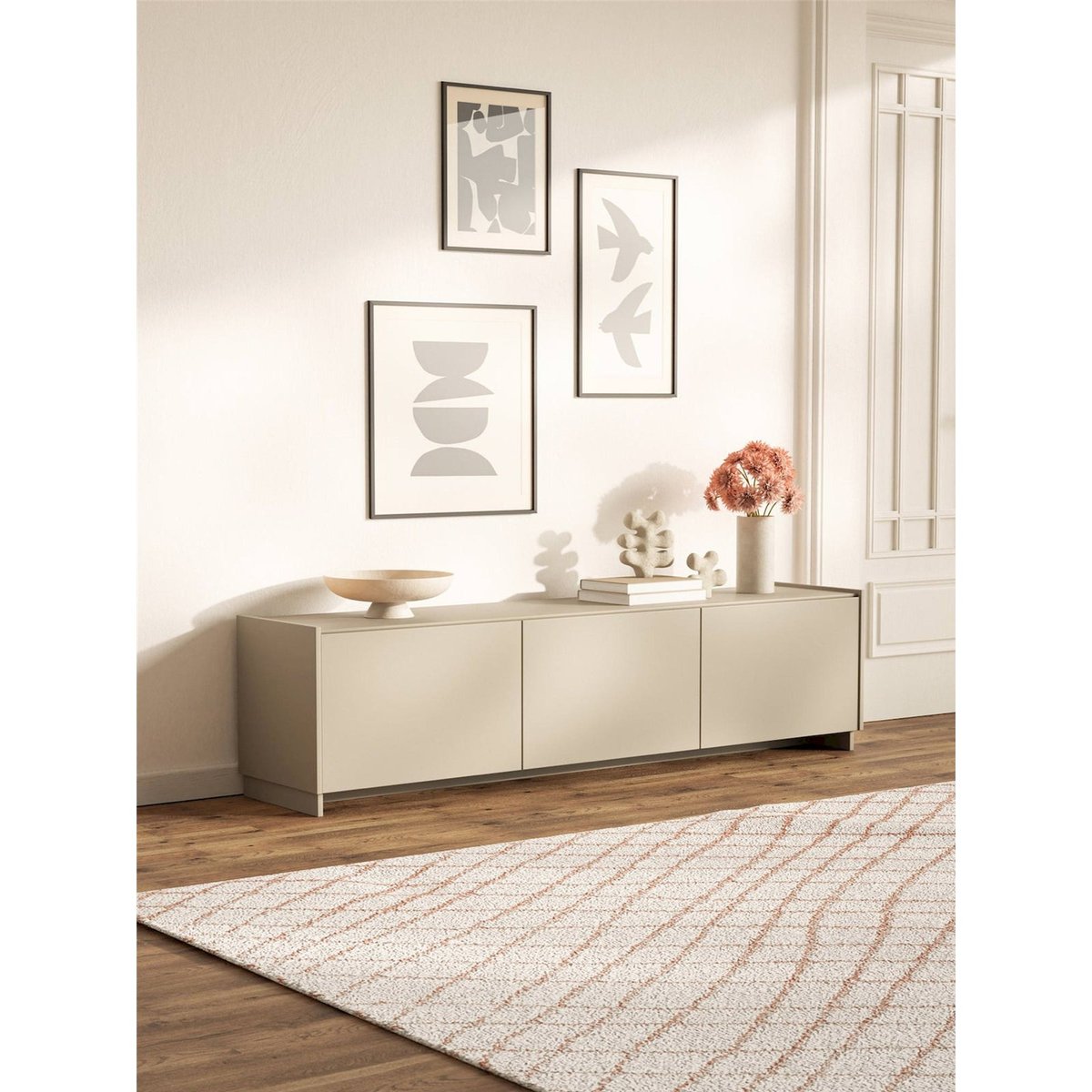 Meuble tv suspendu bois collection MAGRO cachemire, RECOLLECTION