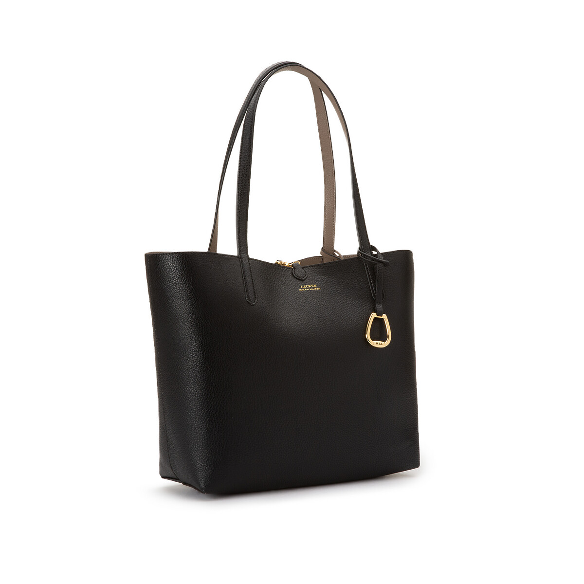 Shopper mit langen Henkeln, wendbar schwarz/taupe, LAUREN RALPH LAUREN