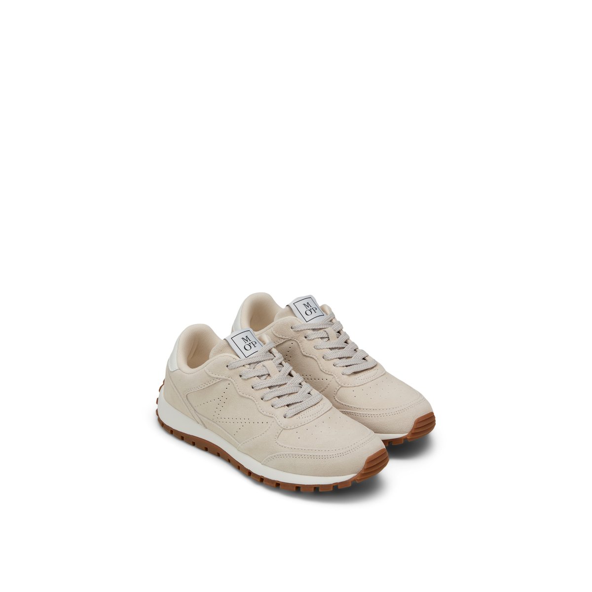 Baskets Modèle Bella en cuir velours doux beige, MARC O'POLO