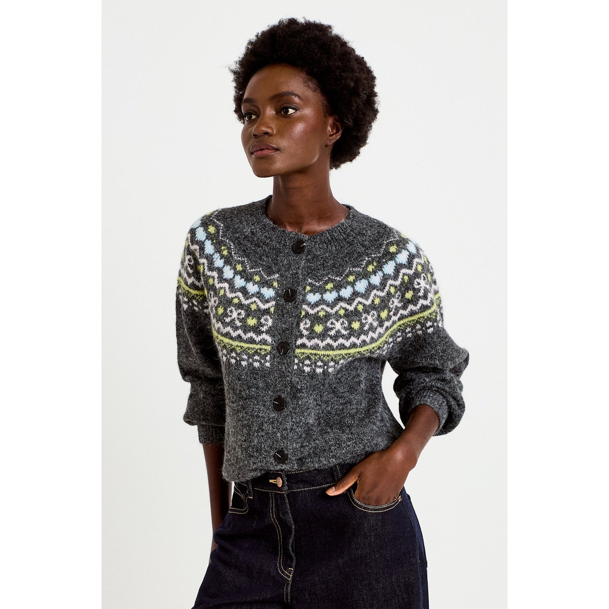 Gilet manches longues gris foncé, CACHE CACHE