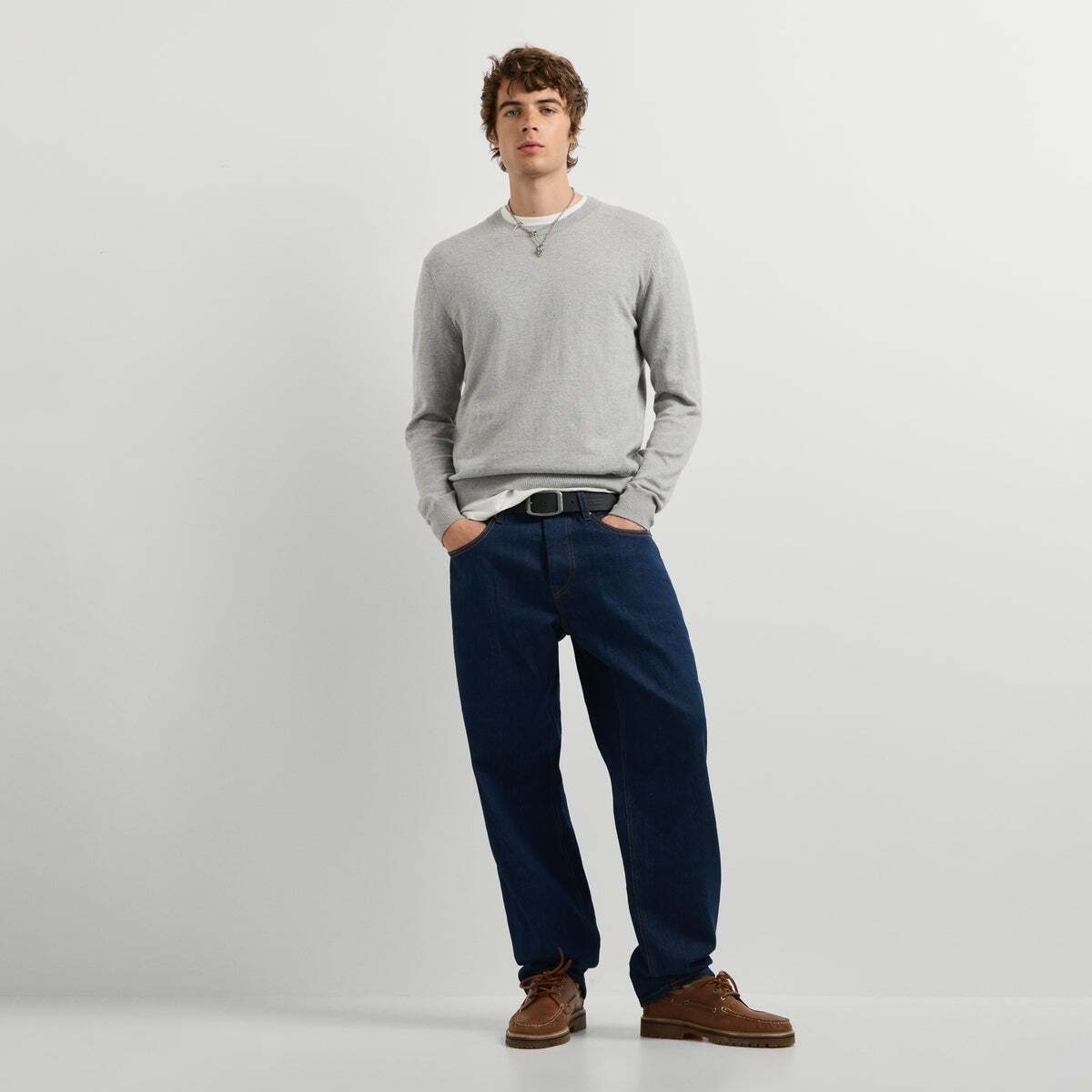 Pull Col Rond En Maille gris chine, PEPE JEANS