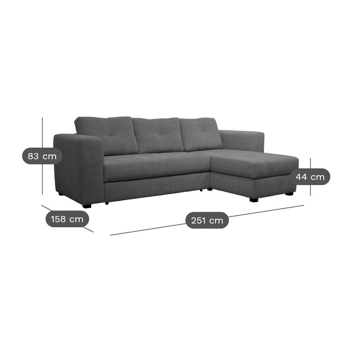 Canapé d'angle convertible et réversible tissu - PYRAM ivoire, CAMIF