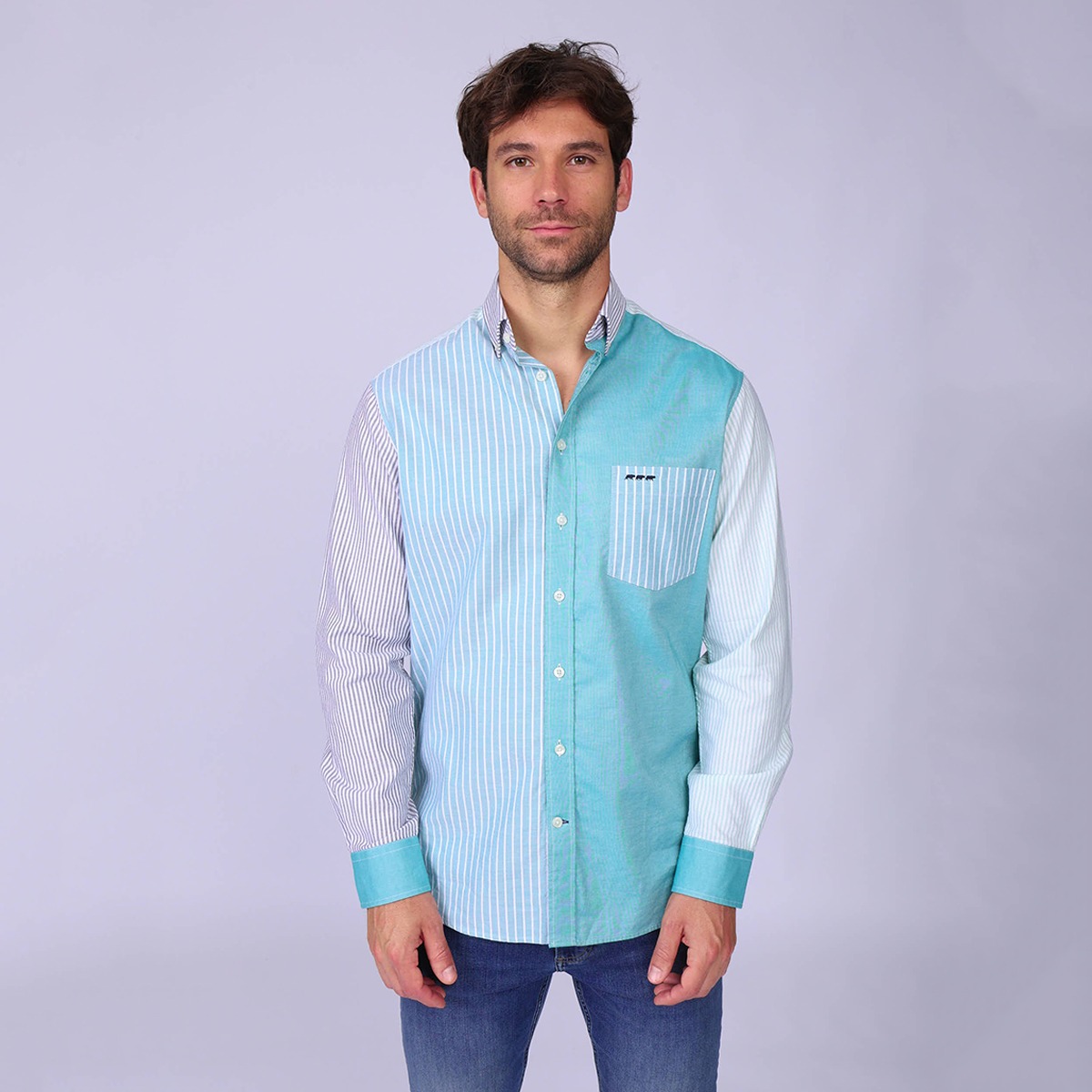 Chemise patch Oxford bleu mineral, MISE AU GREEN