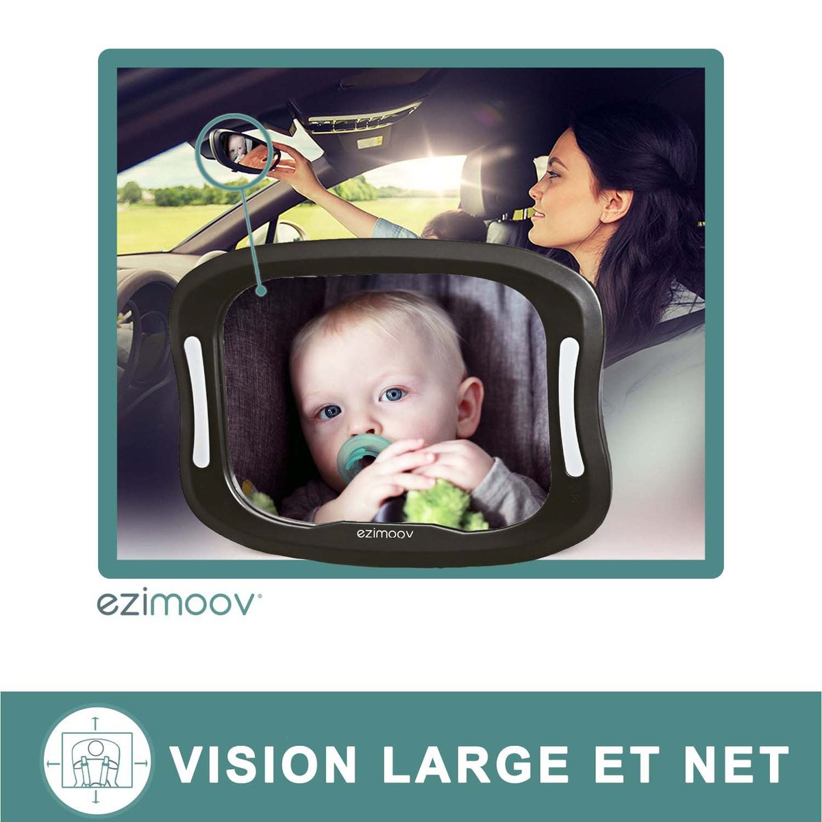 Miroir de surveillance réglable 360° noir, EZIMOOV