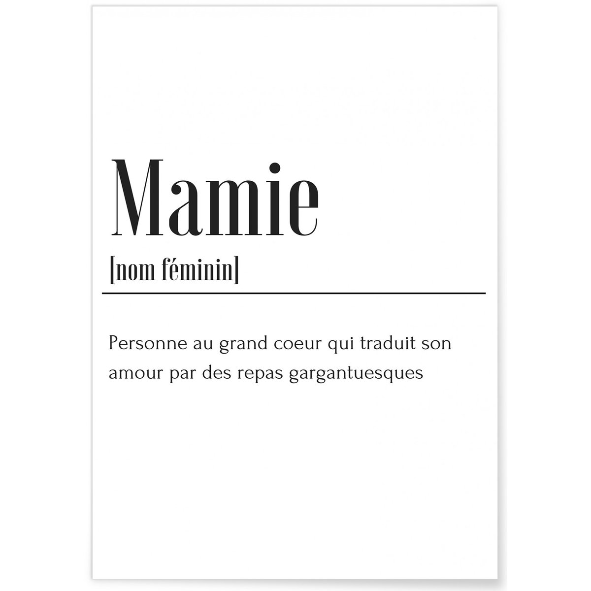 Affiche Définition Mamie blanc, L'AFFICHERIE