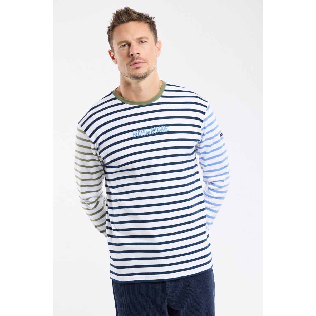 Marinière en coton BDM blanc/blu cupo/bleuet/military, ARMOR-LUX