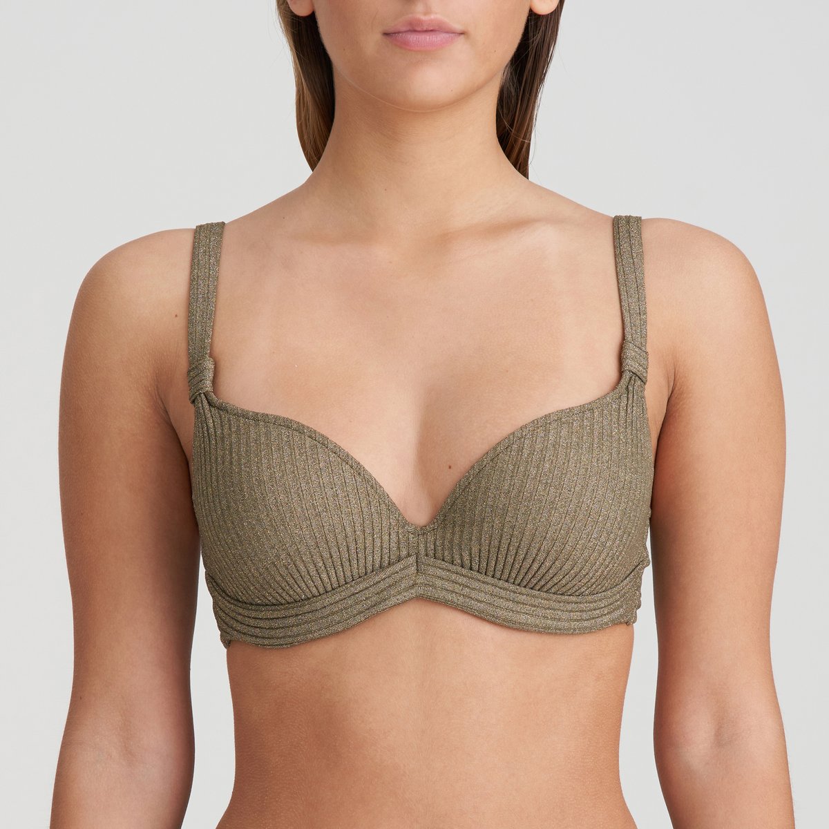 Bikini rembourré déc. plongeant TINJIS vert - golden olive, MARIE JO