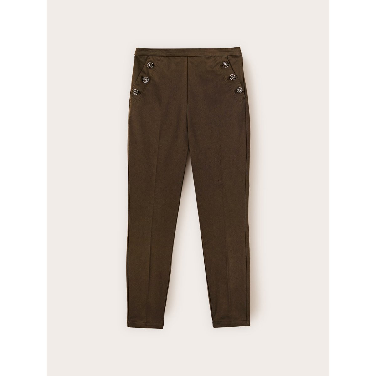 Pantalon skinny en coton technique verde militare, MOTIVI