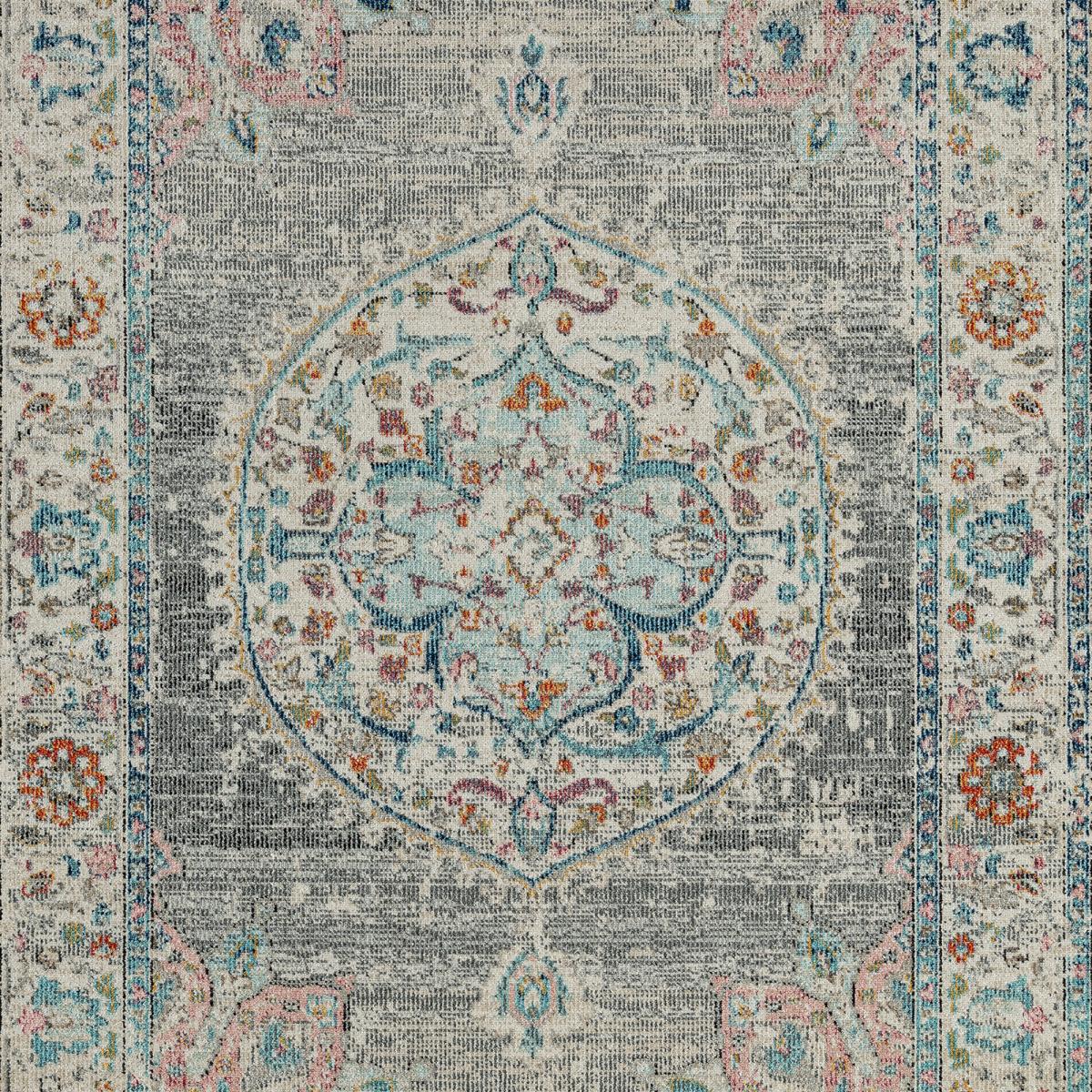 Tapis extérieur tissé kilim rectangle SALOUT A gris, bleu, UN AMOUR DE TAPIS