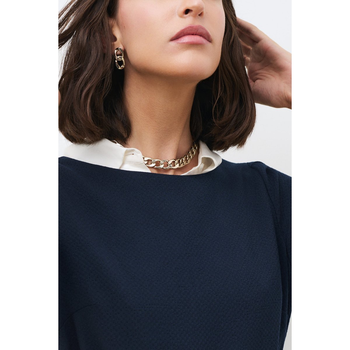 Robe droite col bateau RJOLIE bleu marine, CAROLL
