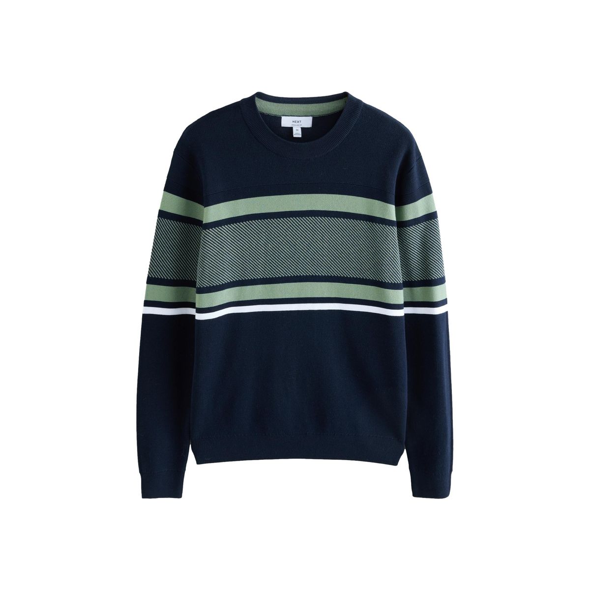 Pull ras du cou à rayures color-block bleu marine, NEXT