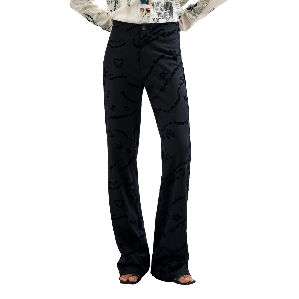 Pantalon long imprimé noir, DESIGUAL