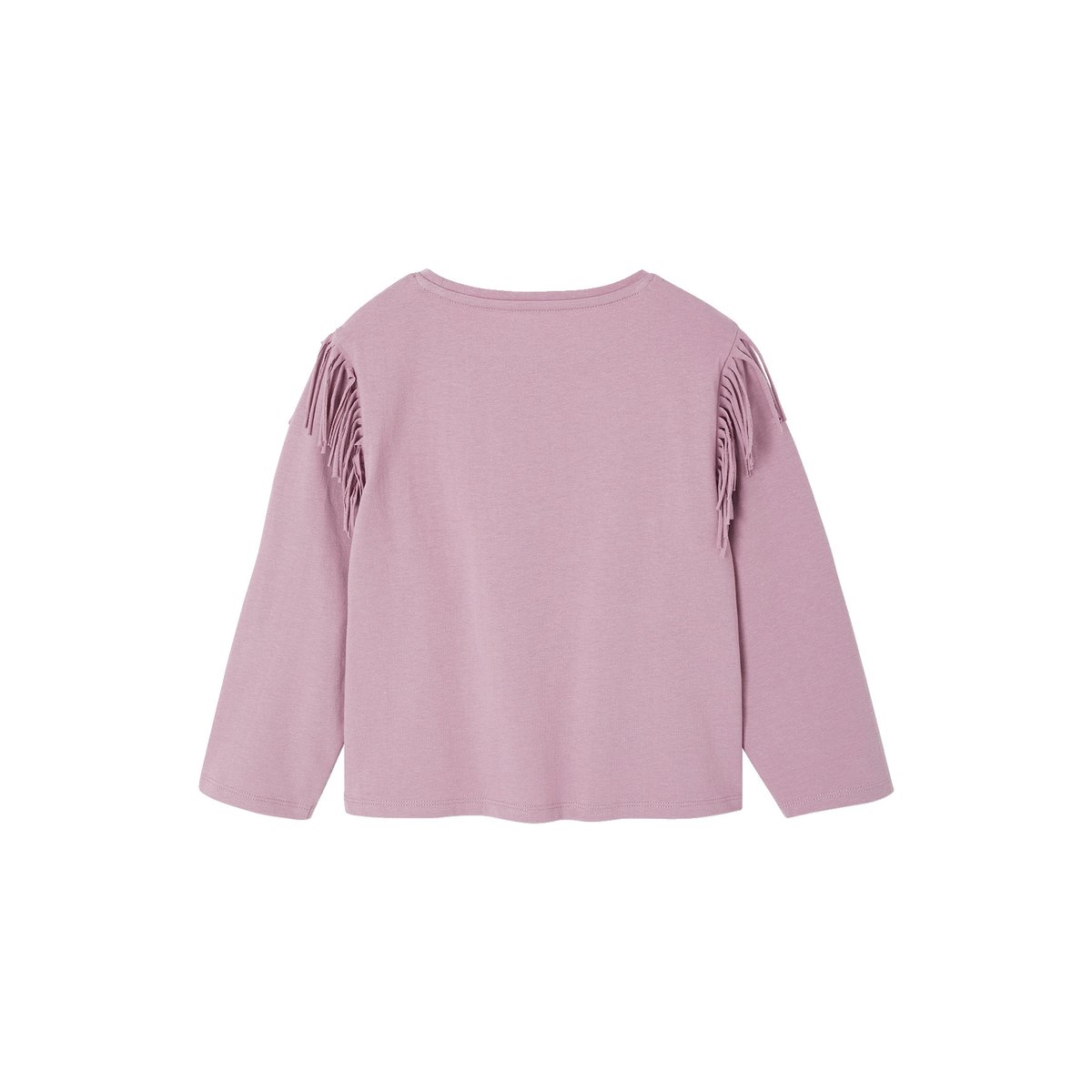 Tee-shirt à franges manches longues mauve, VERTBAUDET