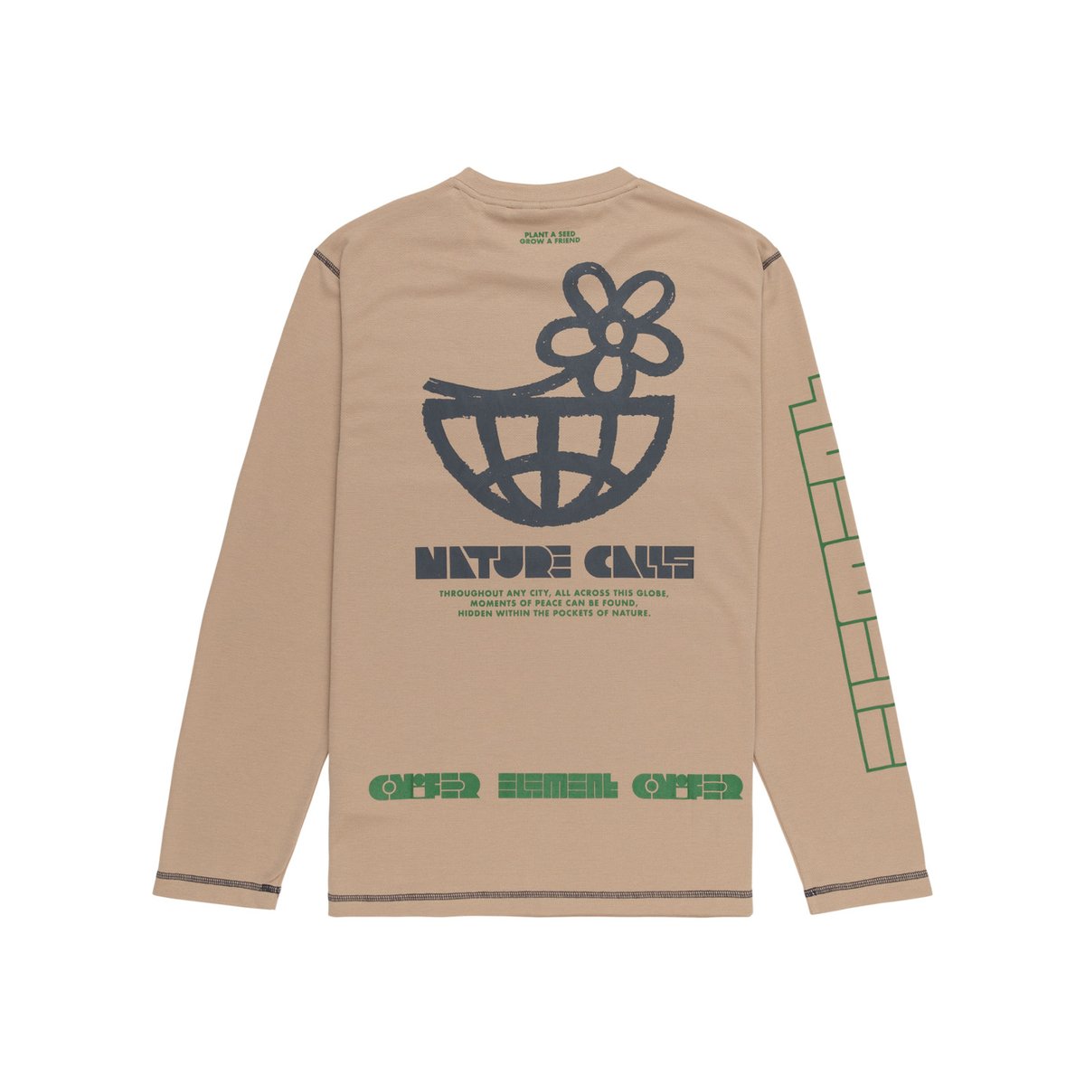 T-shirt à manches longues NATURE CALLS X ELEMENT GLOBE DRY beige silver mink, ELEMENT