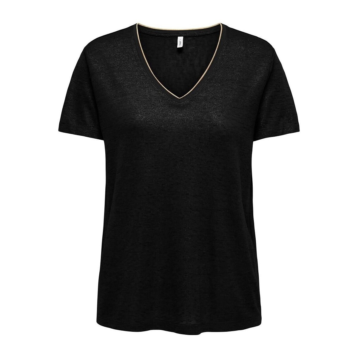 T-shirt con scollo a V nero , ONLY