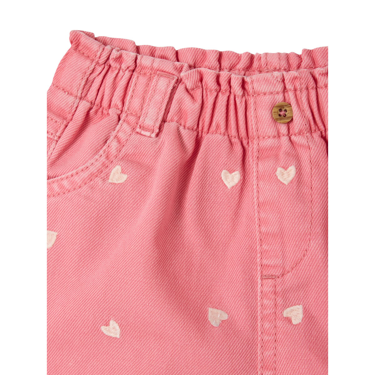 Short bébé brodé rose bonbon, VERTBAUDET