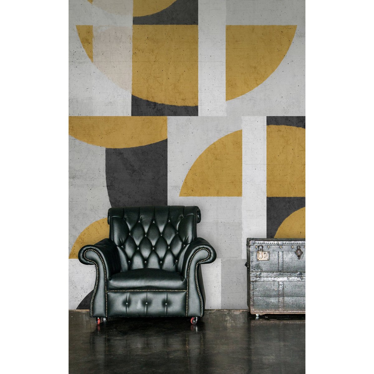 Papier peint panoramique Edgar - jaune, intissé mat 192 x 260 cm jaune, LE PAPIERS DE NINON