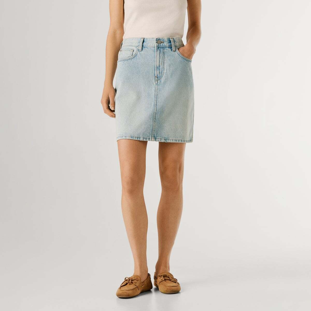 Jupe Courte Coupe Regular En Denim javel vintage, PEPE JEANS