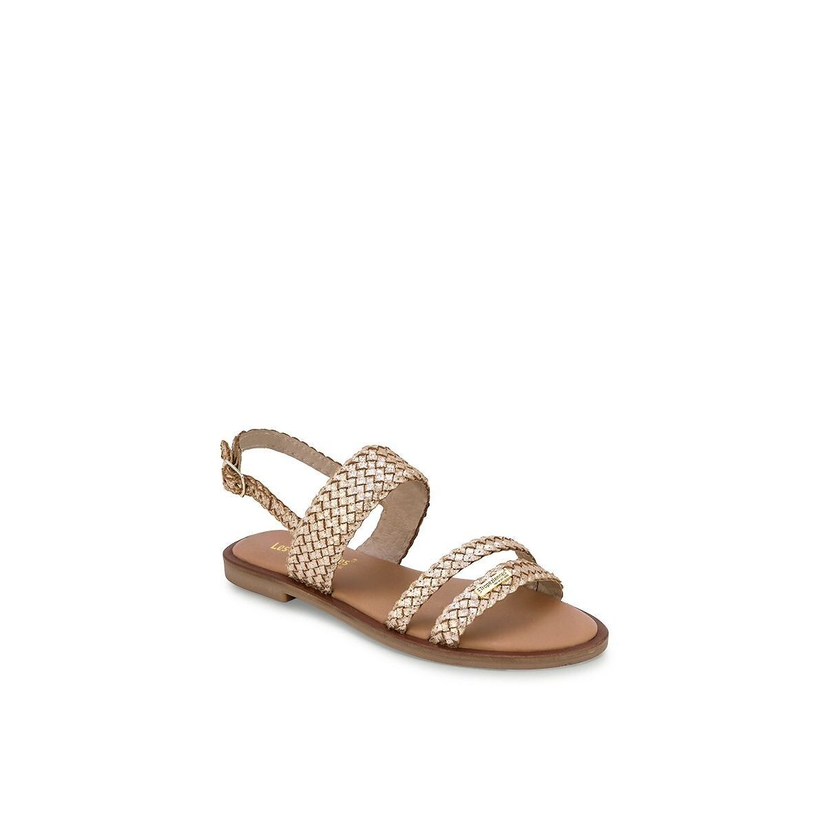 Flache Sandalen aus Leder Dobelle goldfarben, LES TROPEZIENNES PAR M.BELARBI