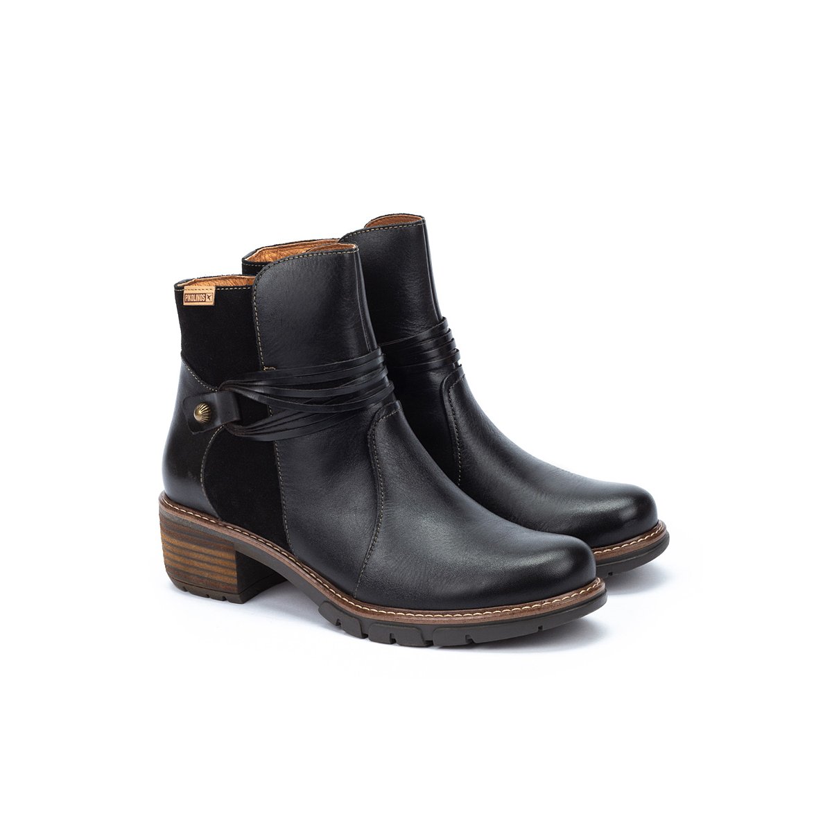Bottines à talon cuir San Sebastia black, PIKOLINOS