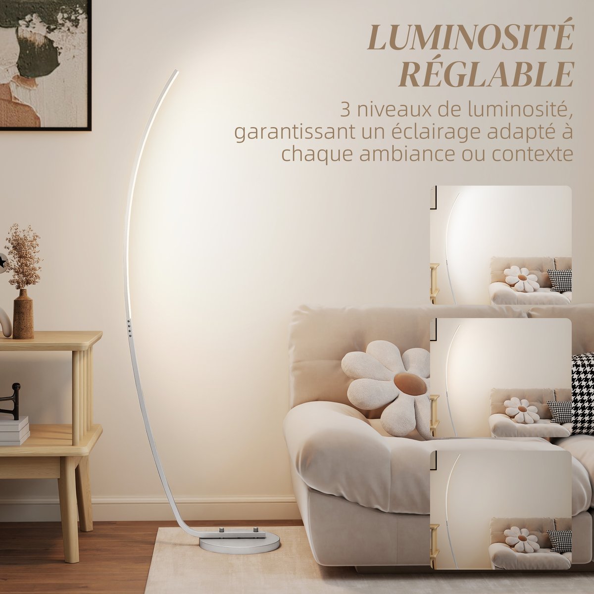 Lampadaire Aluminium Argent gris, HOMCOM