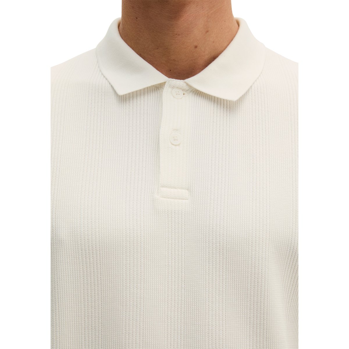 Polo en jersey côtelé, coupe classique en pur coton biologique blanc, MARC O'POLO