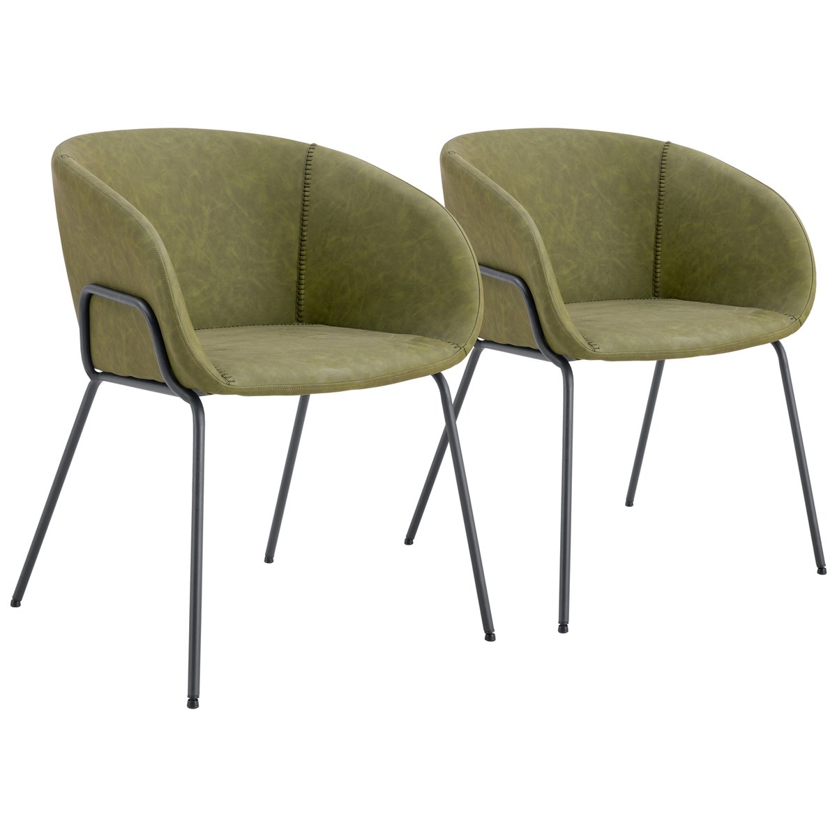 Chaise en simili, lot de 2, André, ANDRÉ vert, noir, HAPPY GARDEN