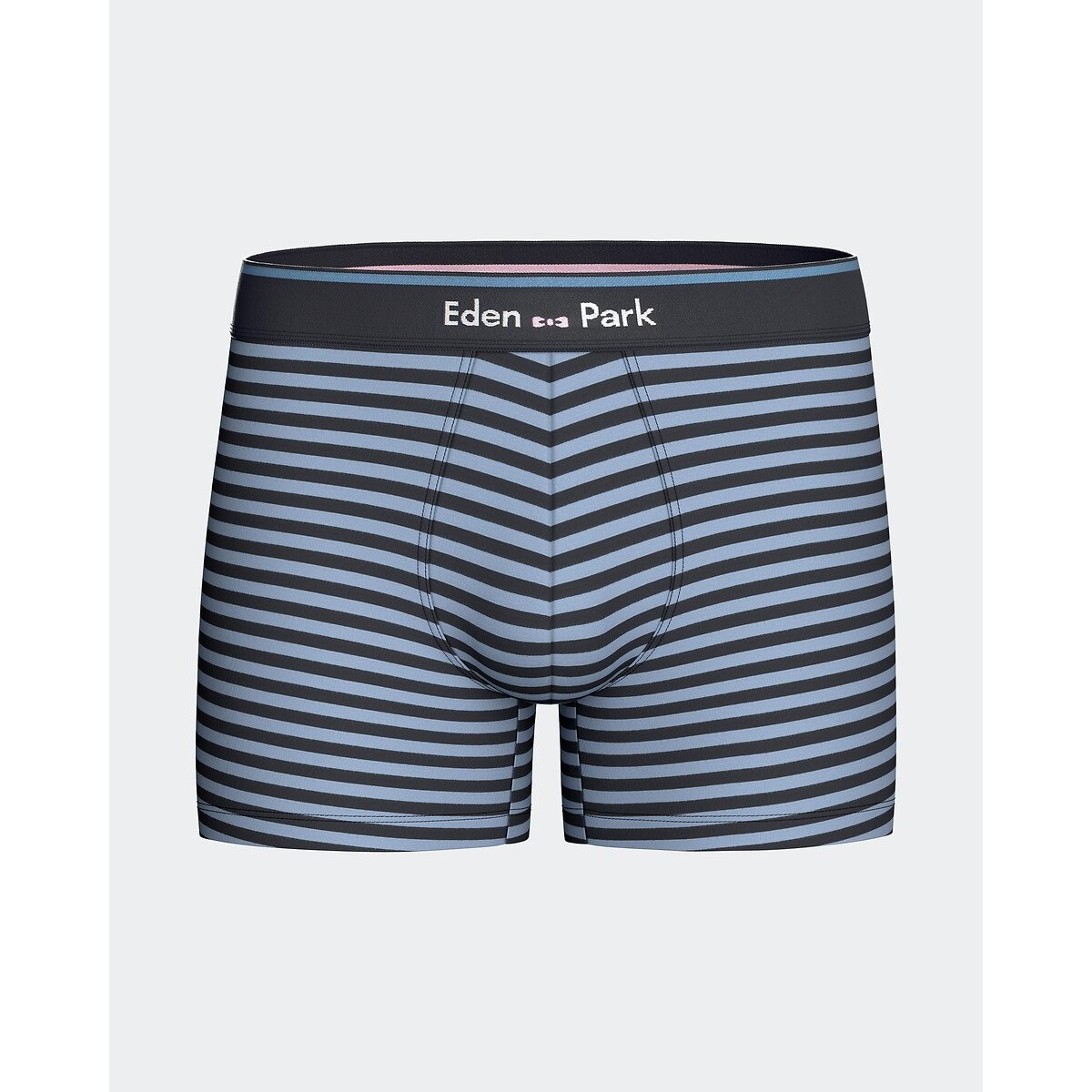 Lot de 2 boxers, 1 uni et 2 imprimé rayé bleu + bleu marine, EDEN PARK