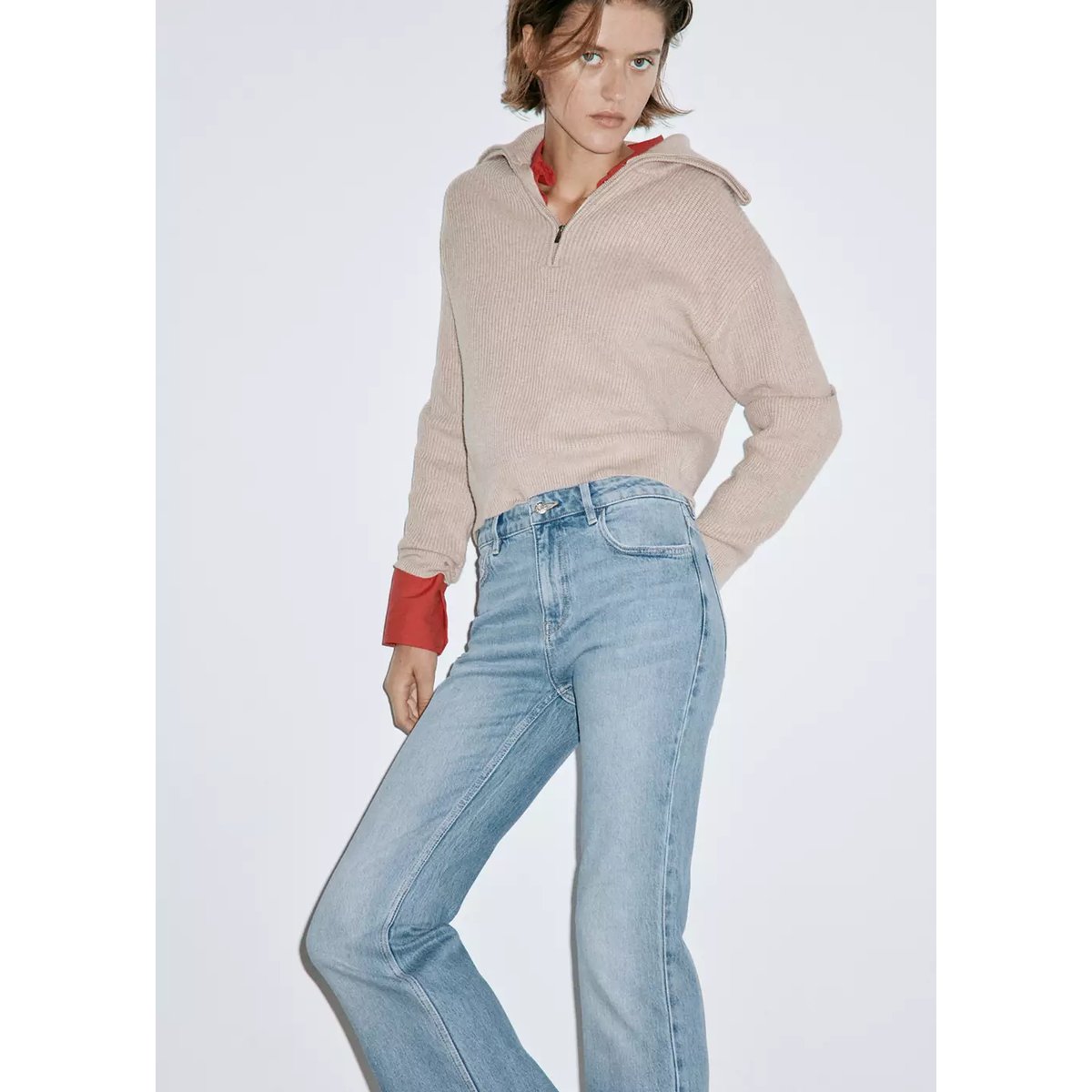 Jean Fiona flare taille normale bleu moyen, MANGO