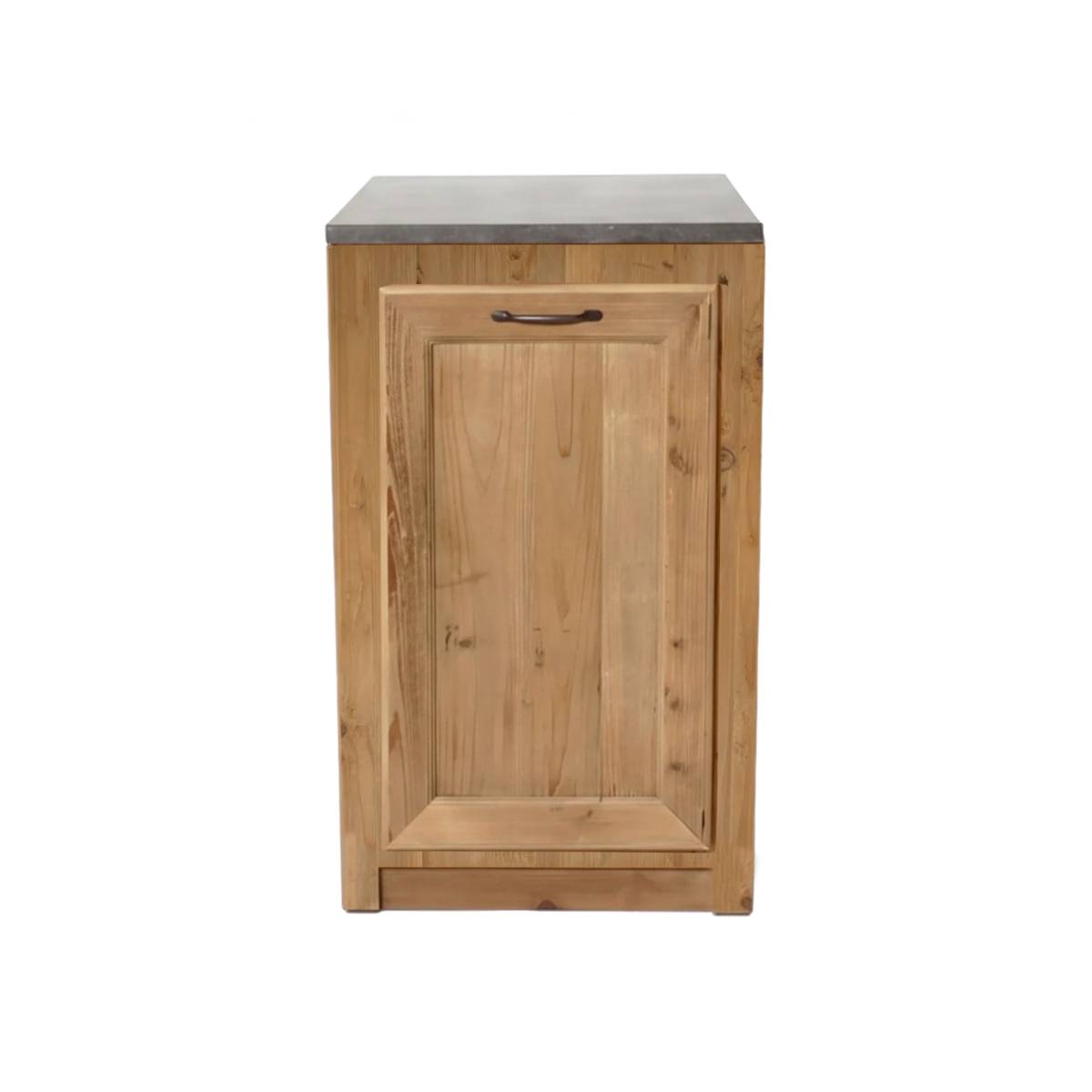 Meuble bas de cuisine en bois recyclé et pierre bleue CHAMPÊTRE bois clair, MADE IN MEUBLES