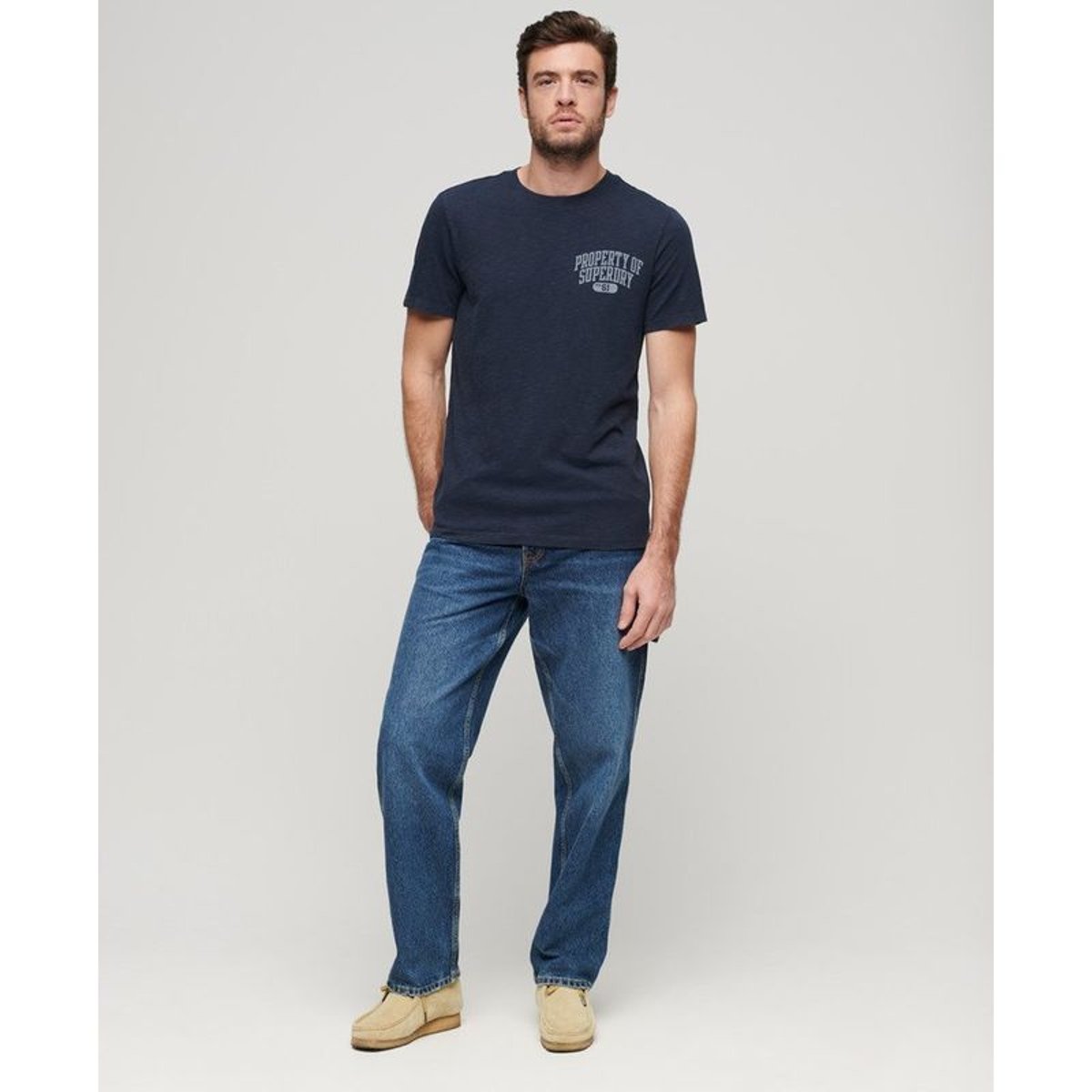 T-shirt à motif Athletic College bleu marine éclipse flammé, SUPERDRY