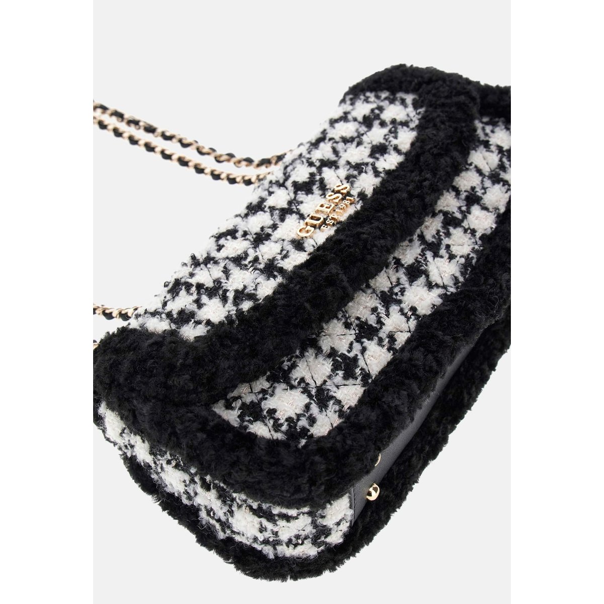 Mini Sac À Bandoulière Cristi Pied-De-Poule noir multi, GUESS