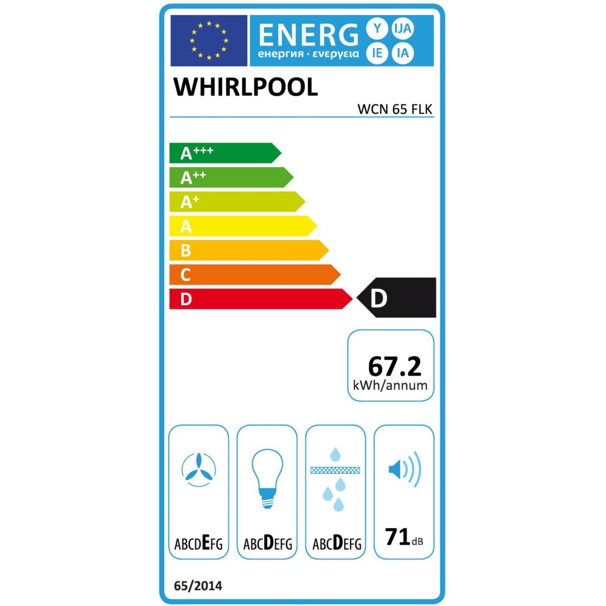Hotte casquette WCN65FLK noir, WHIRLPOOL