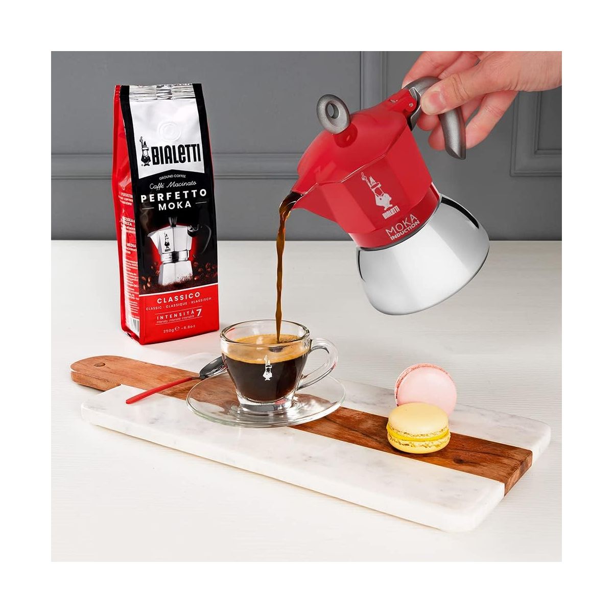 Cafetière Italienne Moka Induction rouge/inox, BIALETTI