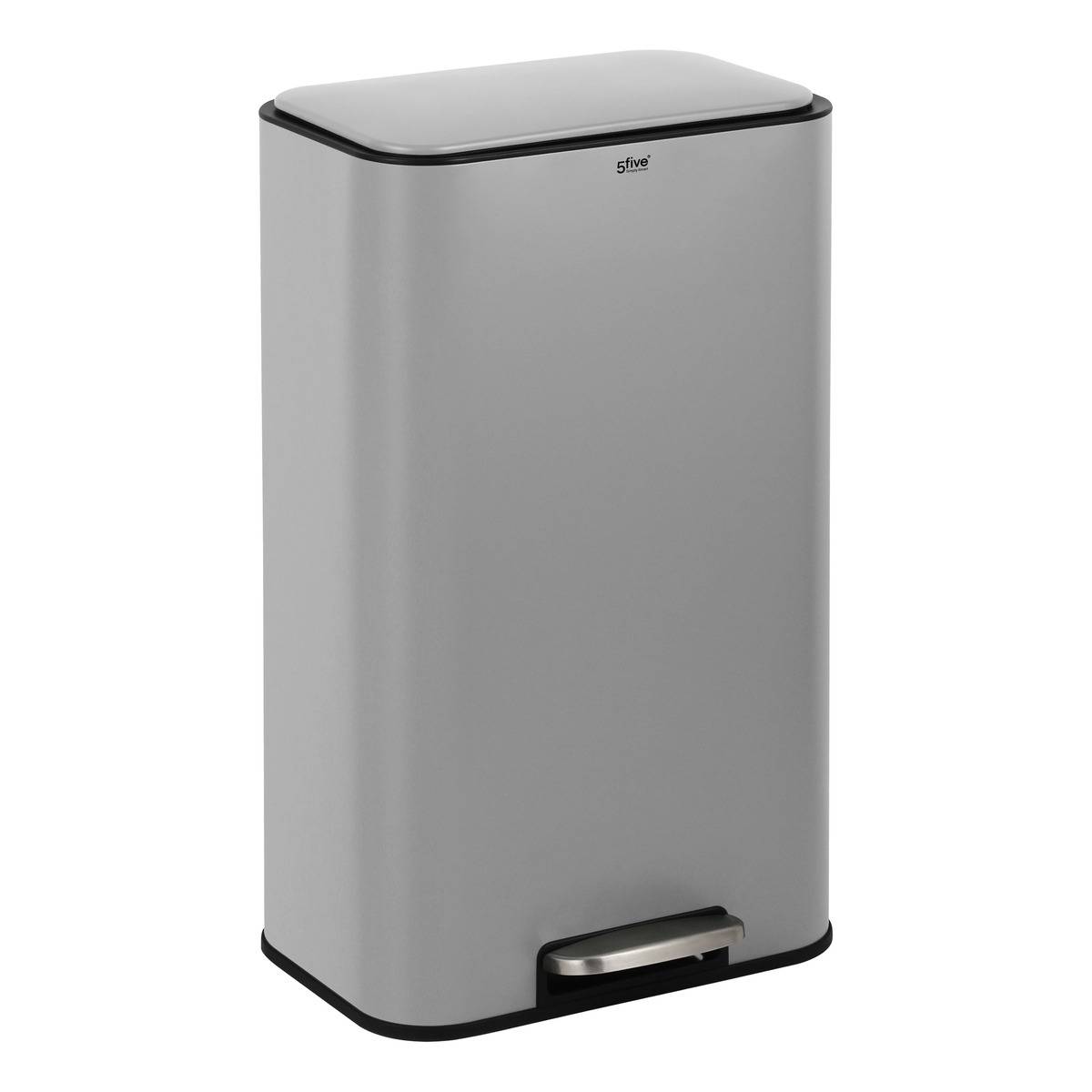 Poubelle rectangulaire à pédale en acier DELTA gris, 5FIVE SIMPLY SMART