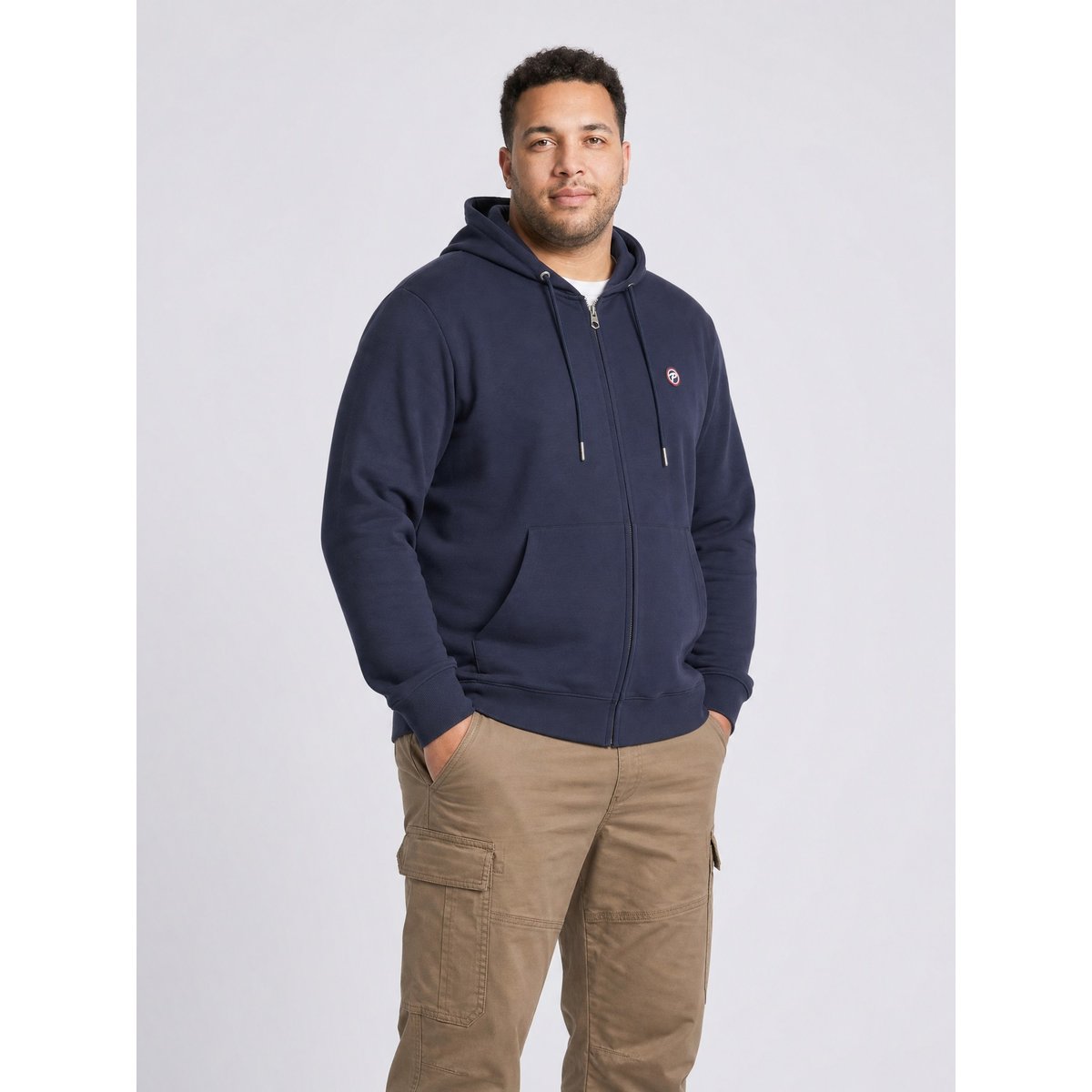 Sweat à capuche zippé en coton grande taille pinewood bleu royal navy, PETROL INDUSTRIES