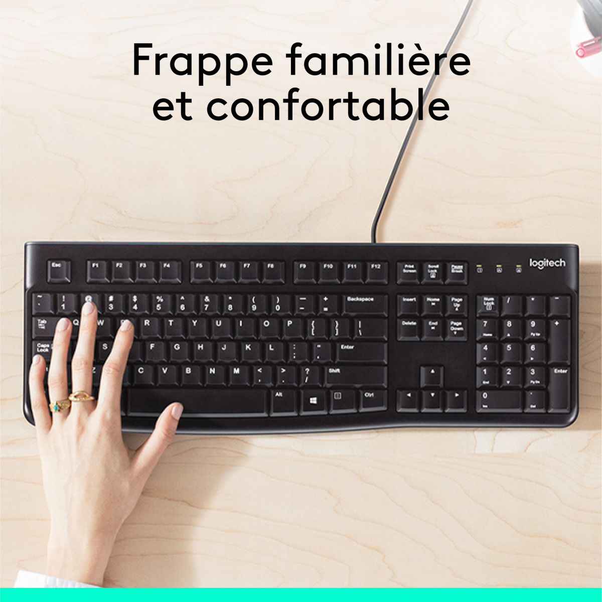 Clavier filaire K120 USB touches silencieuses couleur unique, LOGITECH