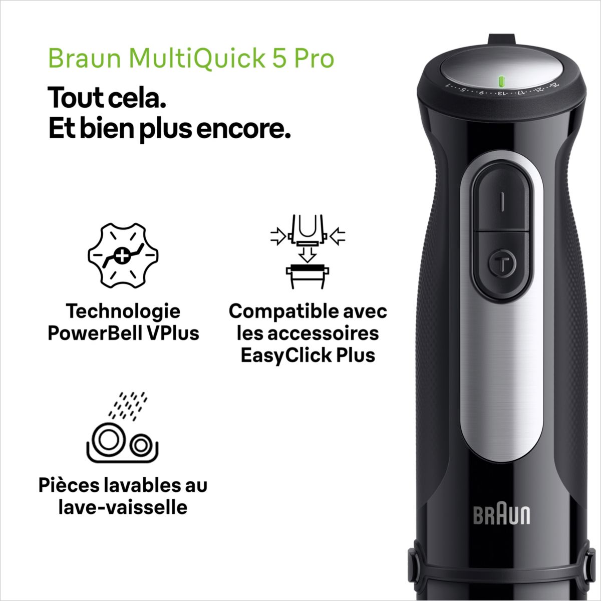 Mixeur pro plongeant MultiQuick 5 Pro MQ55001M couleur unique, BRAUN
