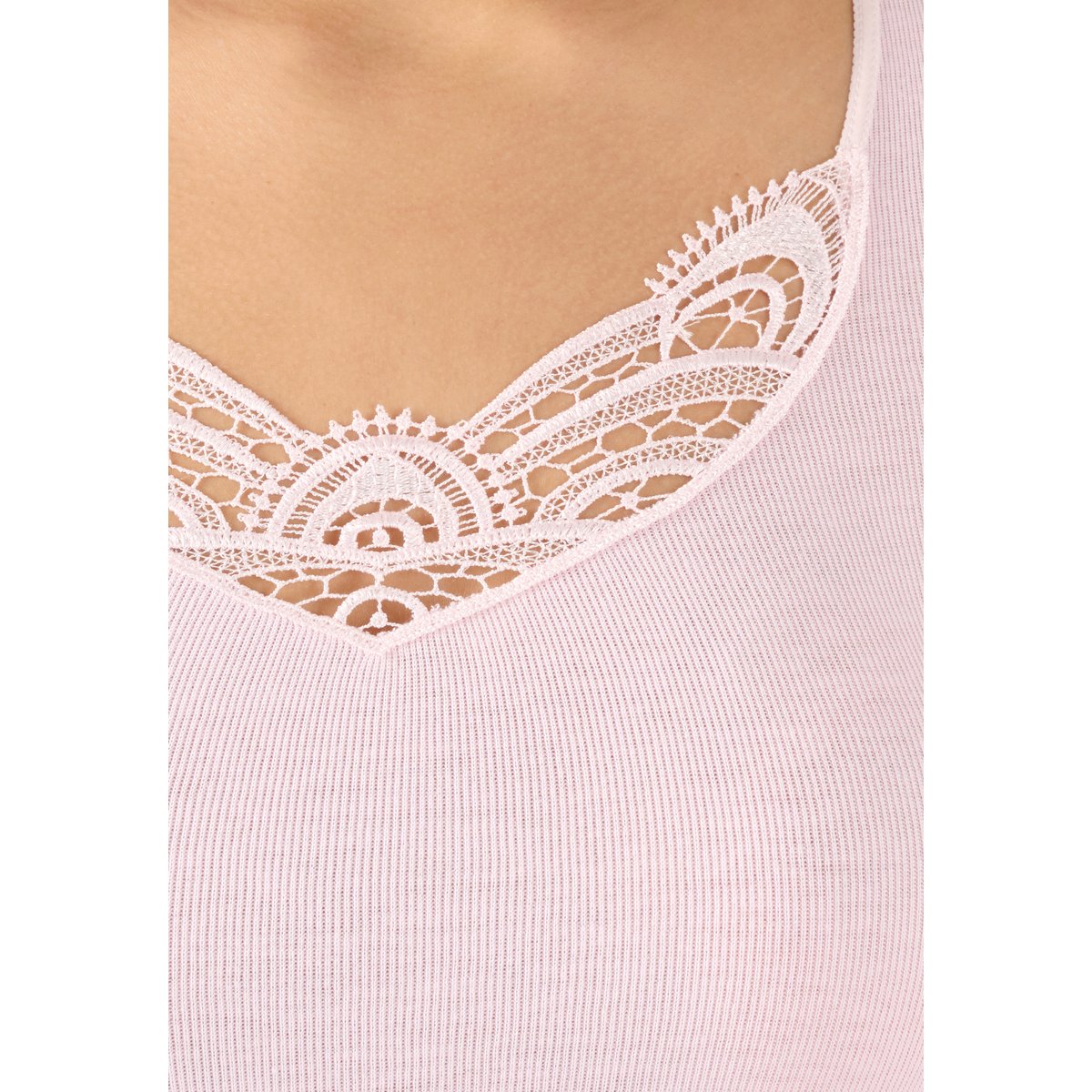 T-shirt manches courtes guipure Thermolactyl rose, DAMART