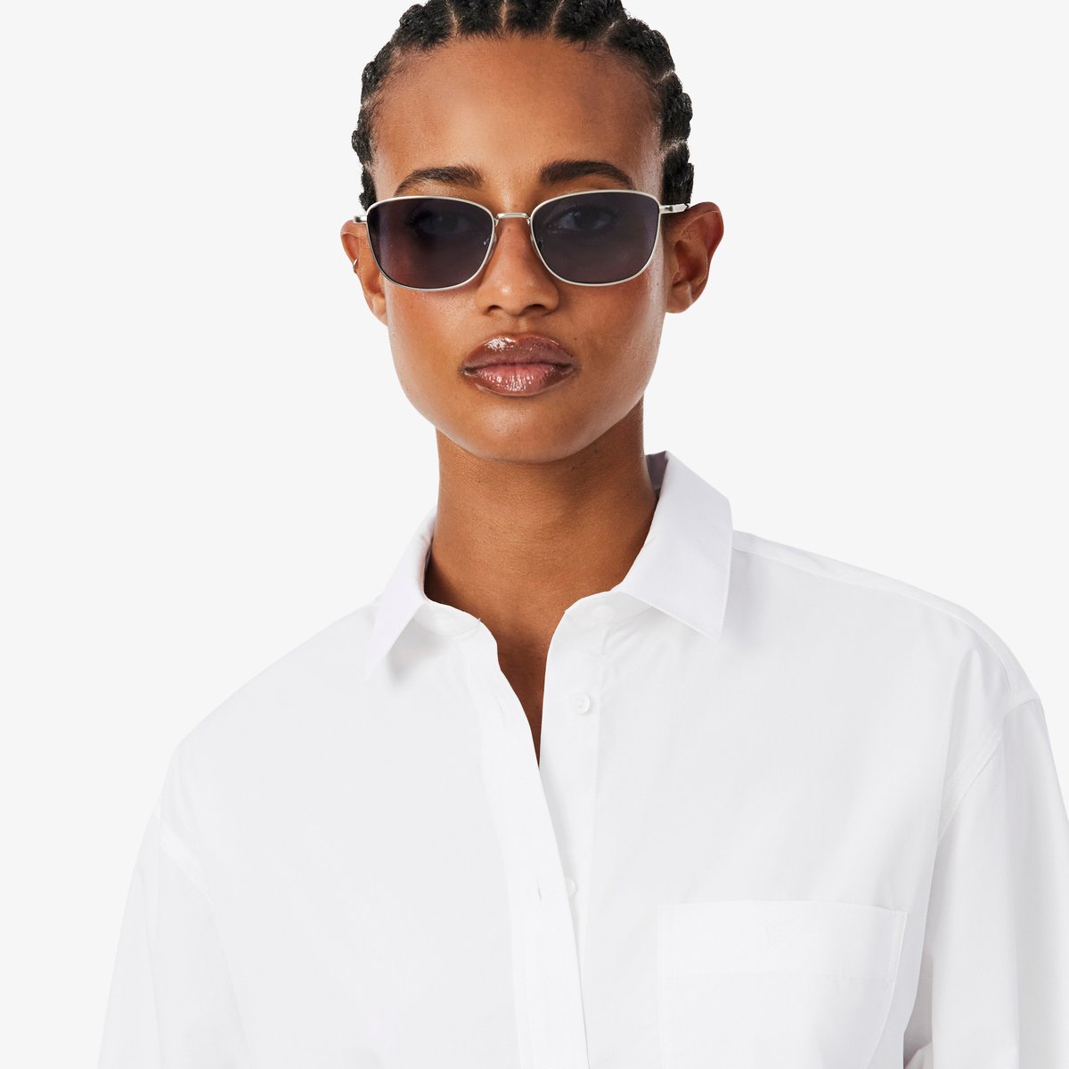 Chemise oversize popeline de coton blanc-001, LACOSTE