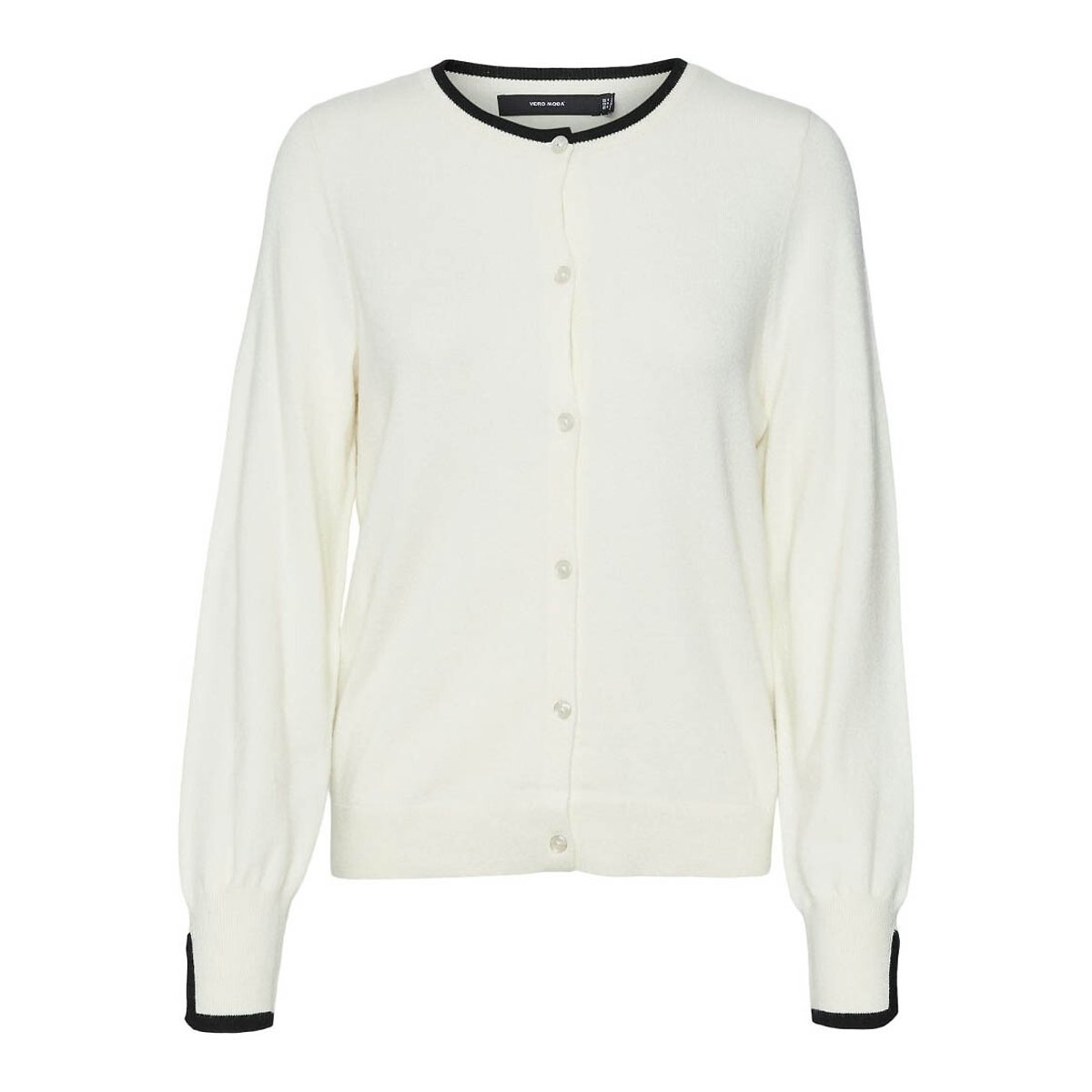 Gilet col rond en fine maille blanc cassé, VERO MODA