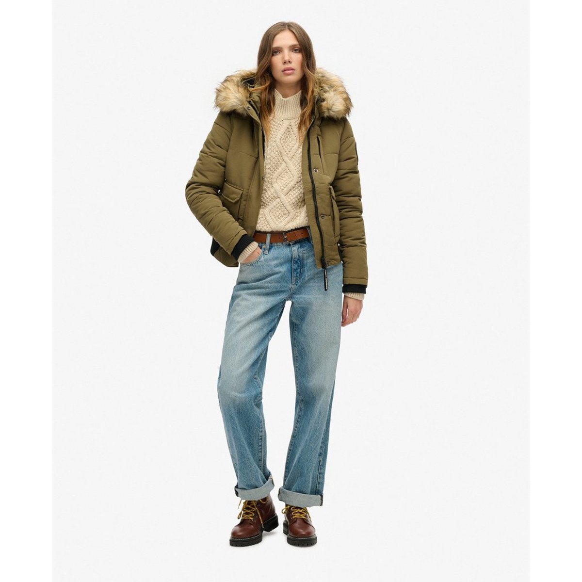 Bomber à capuche Everest olive militaire, SUPERDRY