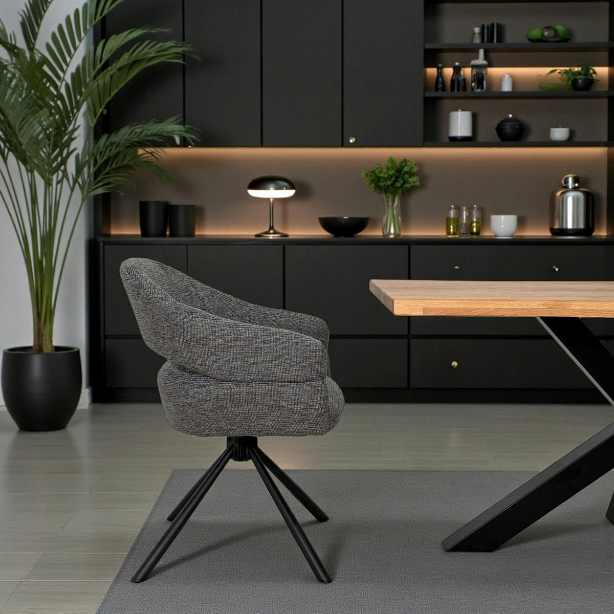 Fauteuil de table pivotant à dos ouvert (lot de 2) IENA gris, PIER IMPORT