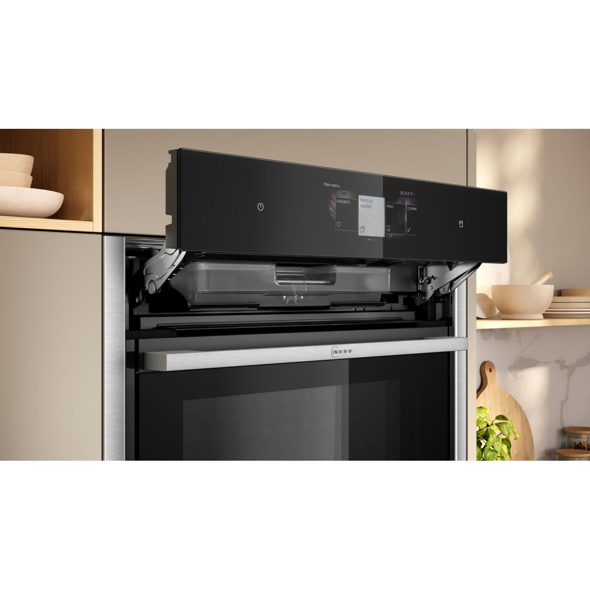 Four encastrable fonction vapeur B64FT33N0 - Vapeur - Porte froide - Écran tactile - N90 porte coulissante couleur unique, NEFF