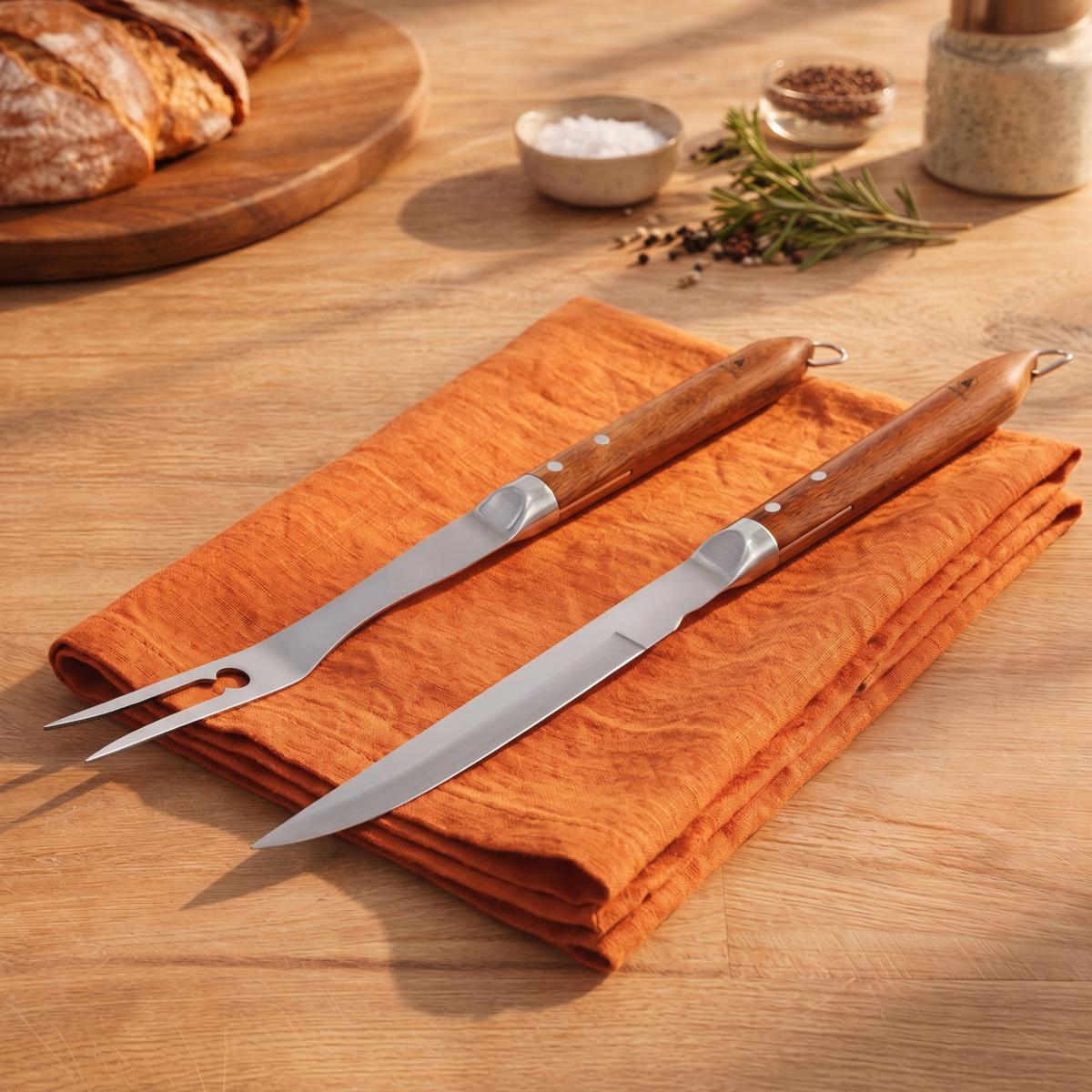 Set de couteau et fourchette de barbecue - "Sève" couleur unique, LAGUIOLE CUISSON