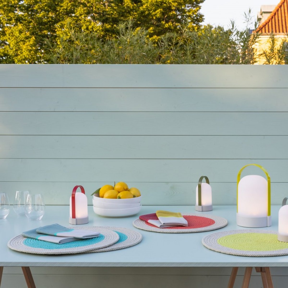Set de table coton rond design lot de 2 jaune, REMEMBER
